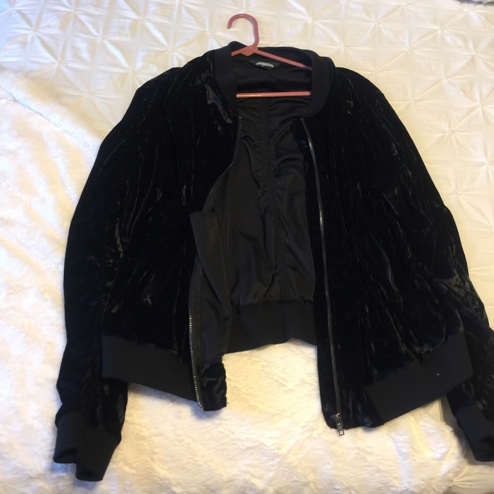 Black Velvet Bomber Jacket